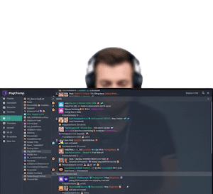 Närbild på en aktiv Twitch-chat med färgglada emotes, streamer i bakgrunden