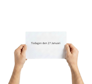 Två händer som håller ett papper med dagens datum
