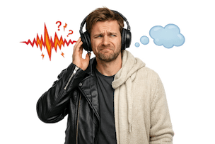 Tveksam reaktion i hörlurar när musiken inte landar rätt
