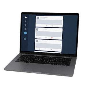 Dator med dashboardflöde och liten ny aktivitet som drar tillbaka blicken